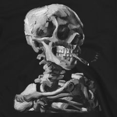 Skull Of A Skeleton With Burning Cigarette T-Shirt Van Gogh