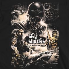 stay scared stay tuned sky sharks t-shirt sm