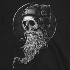 Viking Vintage Skull Beard with Headphones T-Shirt